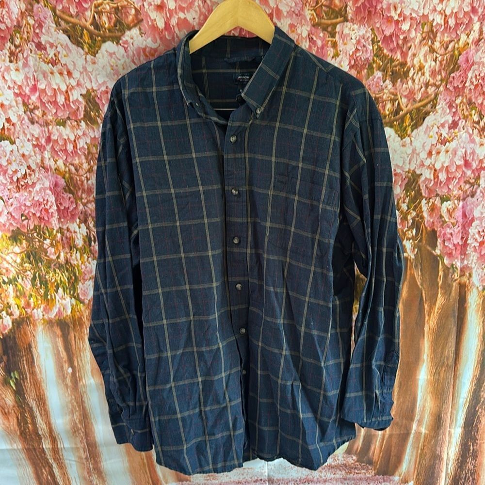 Arrow USA Classic Fit Blue & White Plaid Button Down Shirt Men’s Size XL (17½)